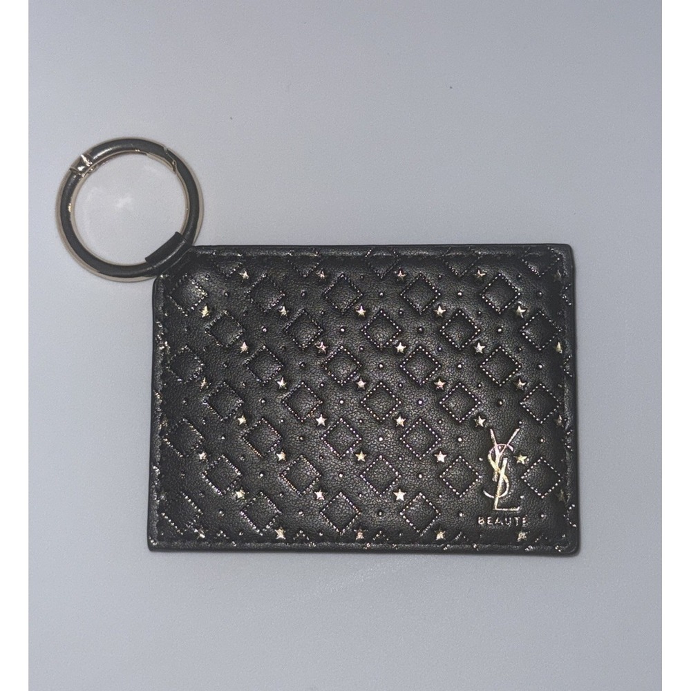 NEW YSL Yves Saint Laurent Beaute Card Mirror w/ Key Ring Black/Gold Novelty GWP